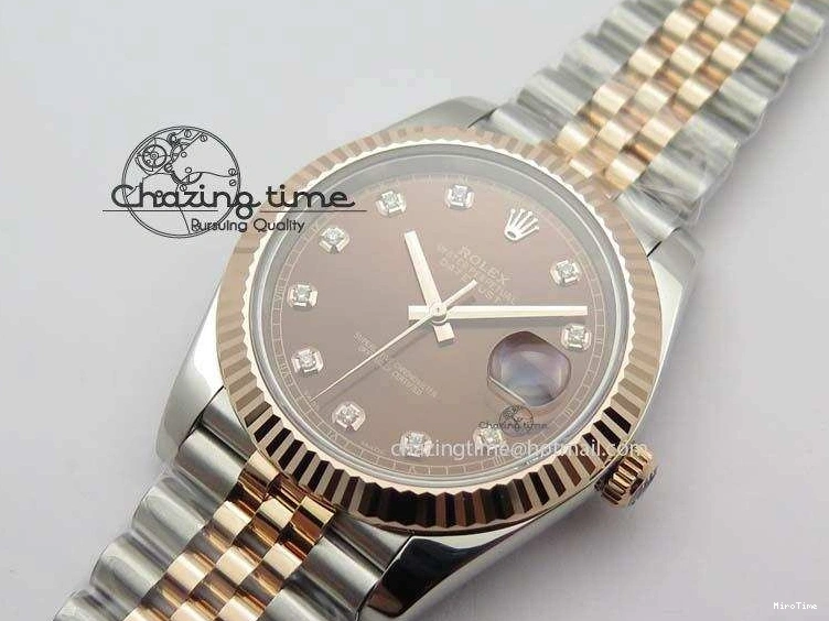 MiroTime 0313 Vibrant DateJust 41mm 126303 Noob 1:1 Best Edition RG Wrapped Brown Diam Dial Fluted Bezel On Jubilee Bracelet A 3781